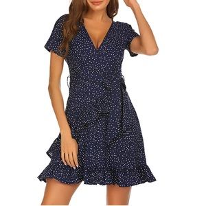 Ruffle blue polka dot dress